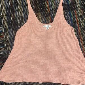 Pink tank top cropped length